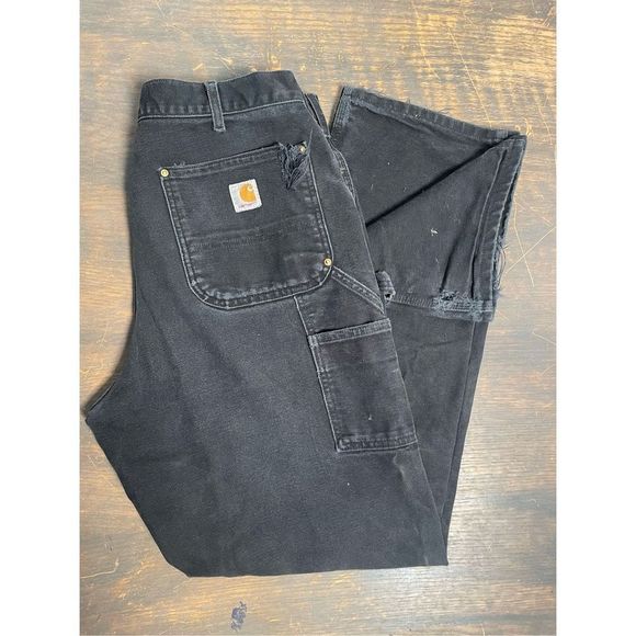 Distressed Black B01 Carhartt Double Knee 36 - Picture 1 of 4